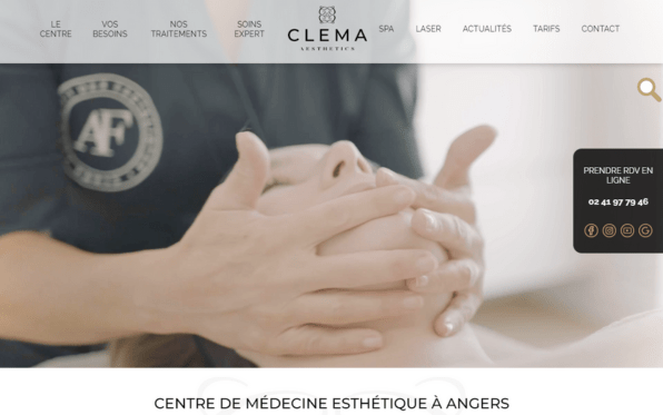 Refonte du site professionnel du Centre CLEMA Aesthetic à Angers par l'agence web santé Esculape Médias