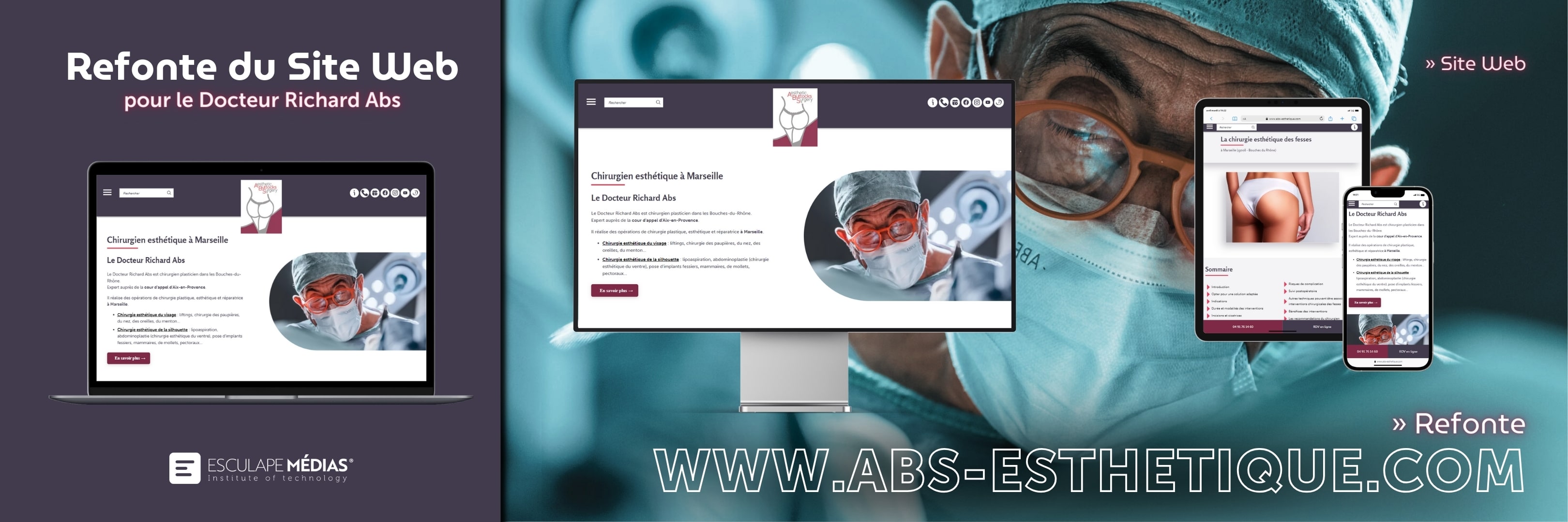 Nouveau site internet médical pour le Dr Abs Richard, une création de l'agence de communication médicale et santé Esculape Médias.