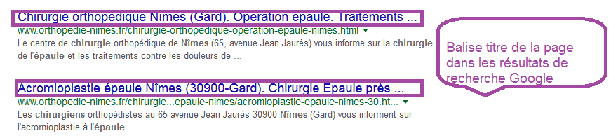 Présentation de la balise méta title dans les résultats de recherche google