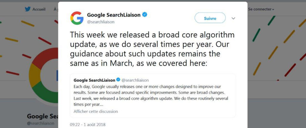 Publication Twitter le 1er aout 2018