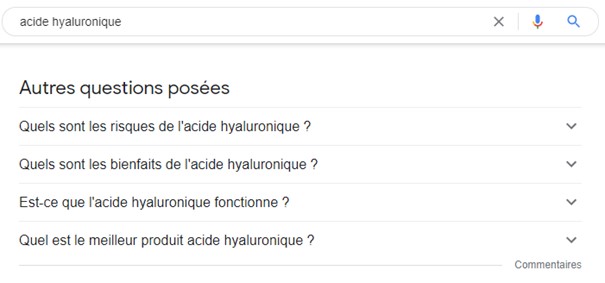 Exemple de people also asked SERP Google